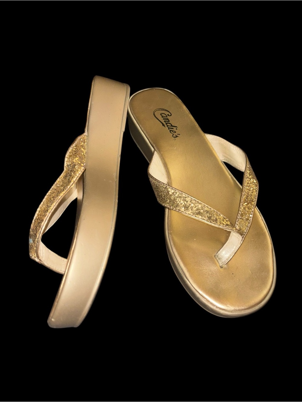 Candie's Y2K Gold Glitter Platform Sandals